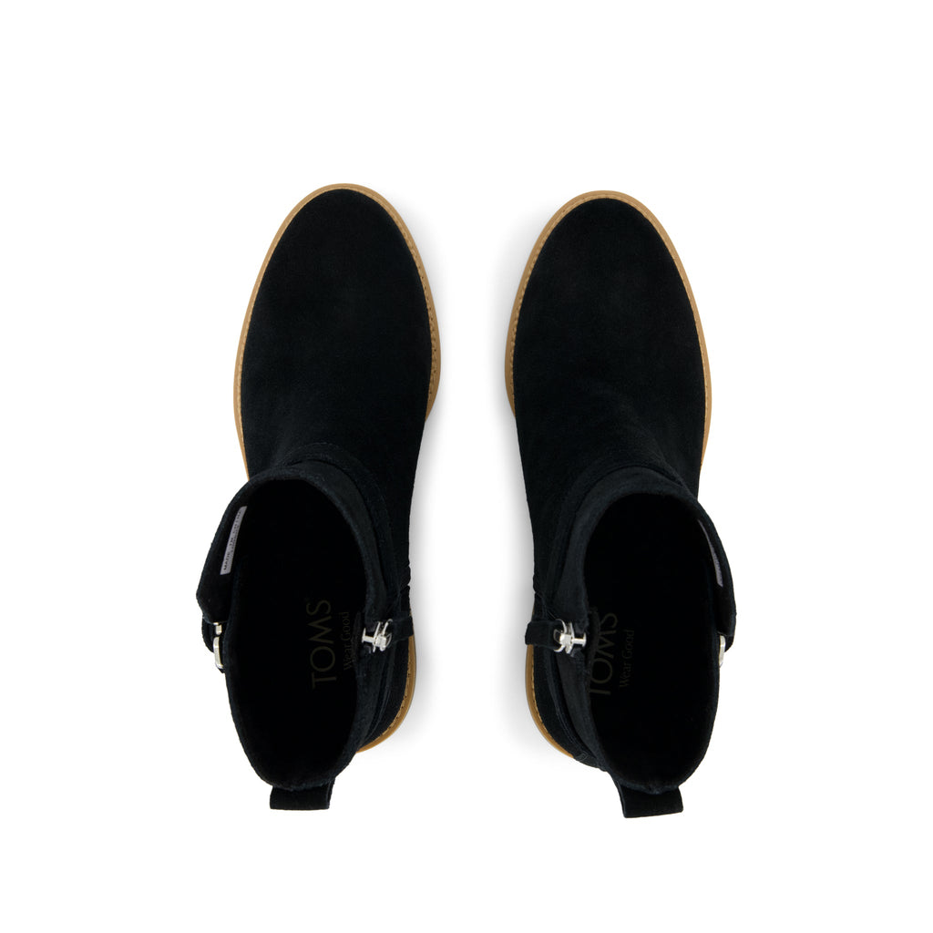 Hailey Buckle Boot - Water Resistant Black Suede Top View