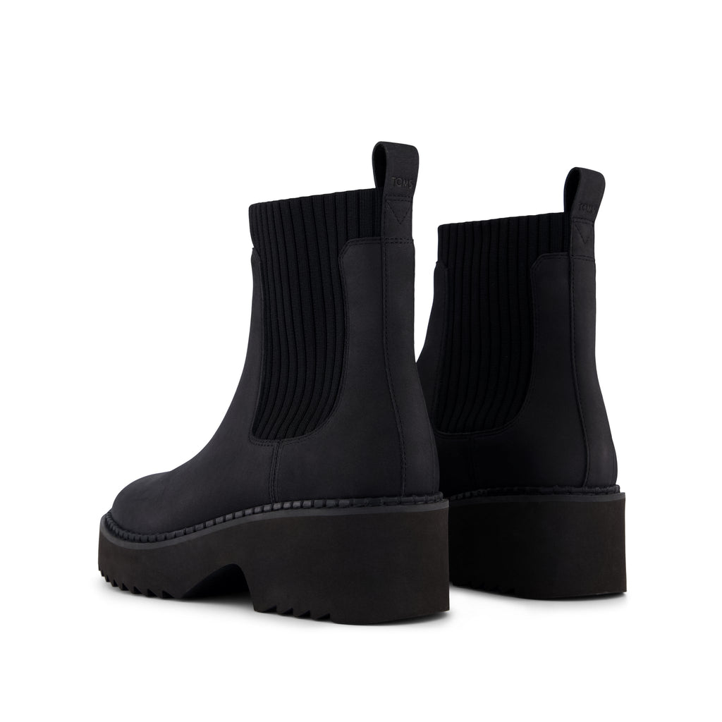 Millie Boot - Water Resistant Black Nubuck Leather Back View