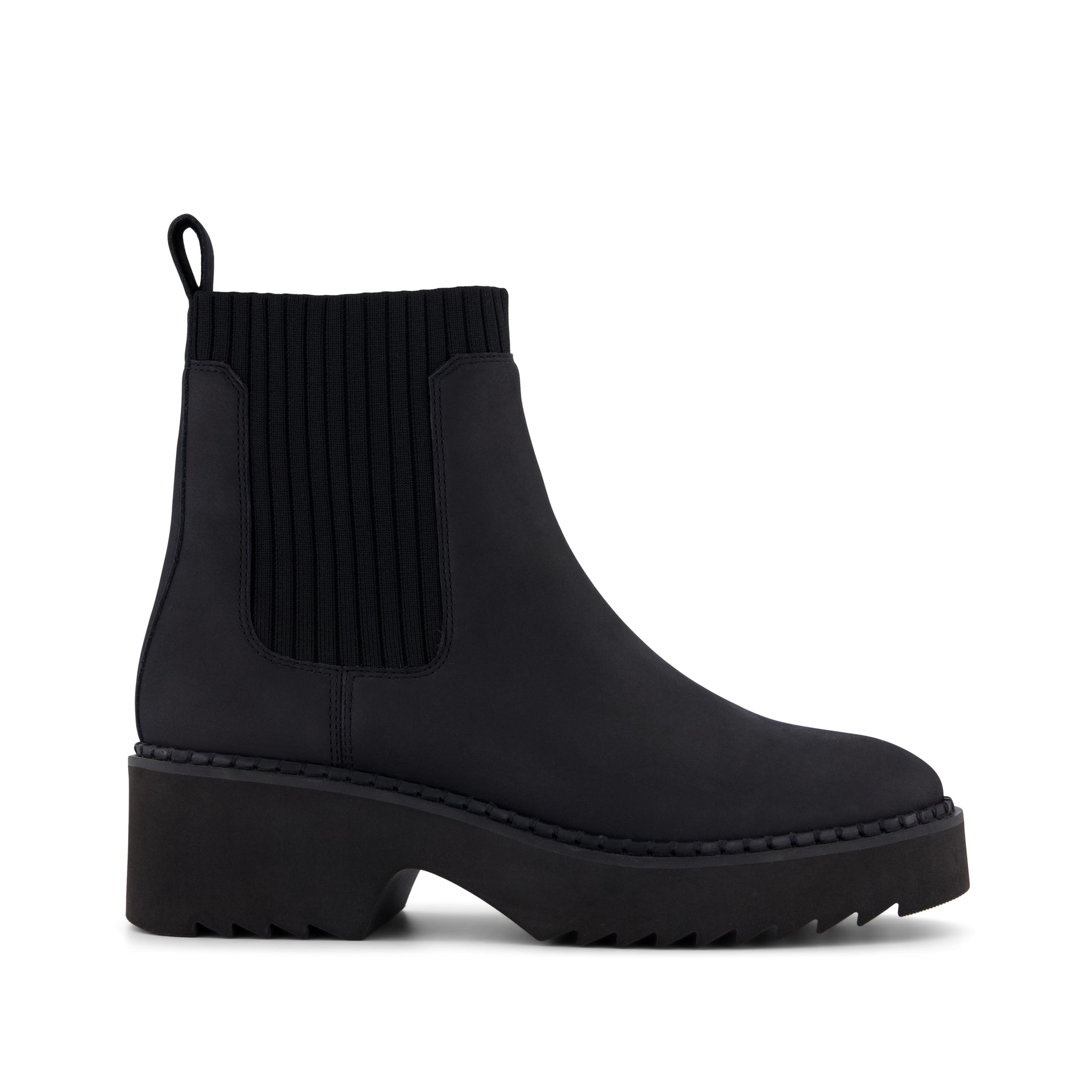 Millie Boot - Water Resistant Black Nubuck Leather Side View