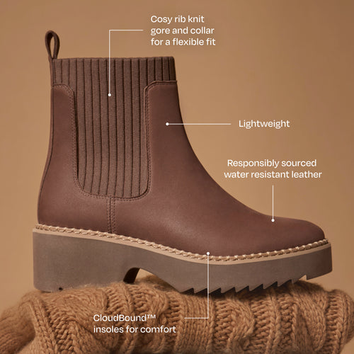 Bottes Millie - Cuir nubuck marron foncé imperméable