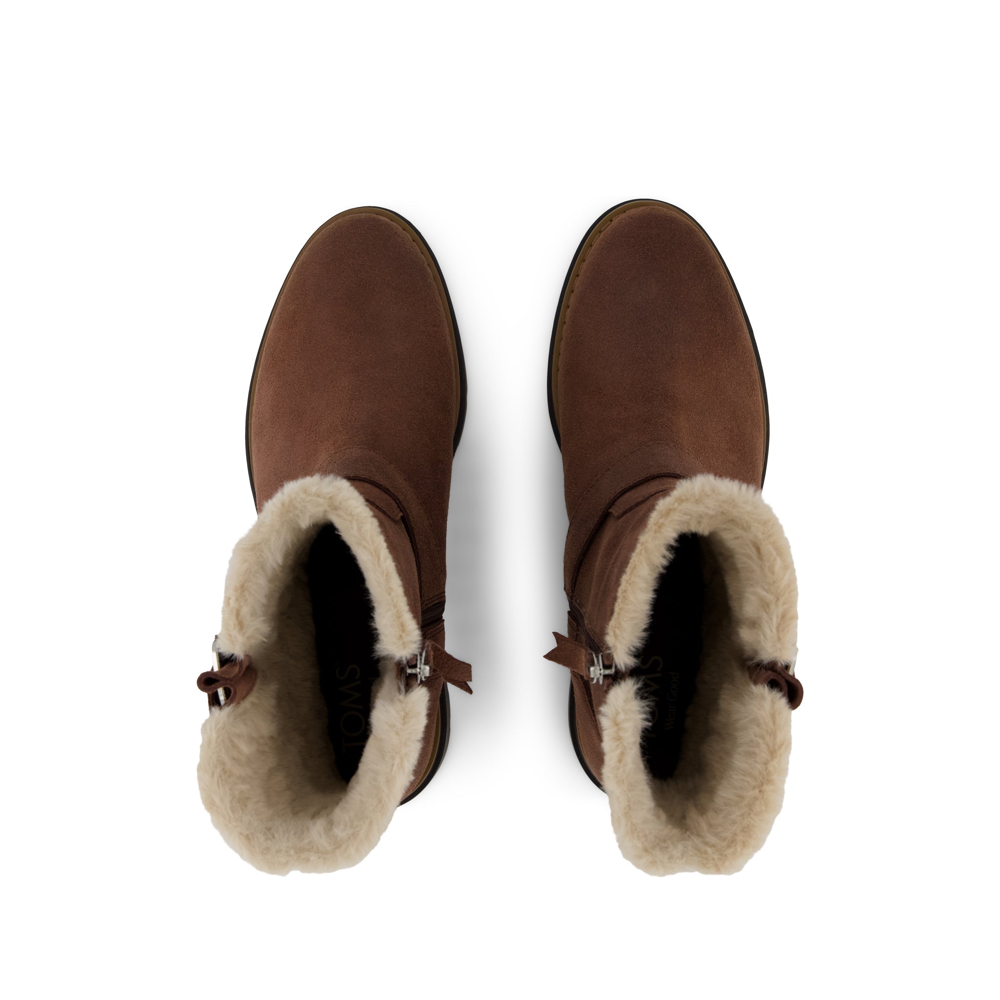 Ionie Moto Boot - Oak Brown Waxy Suede Faux Fur Lined Top View