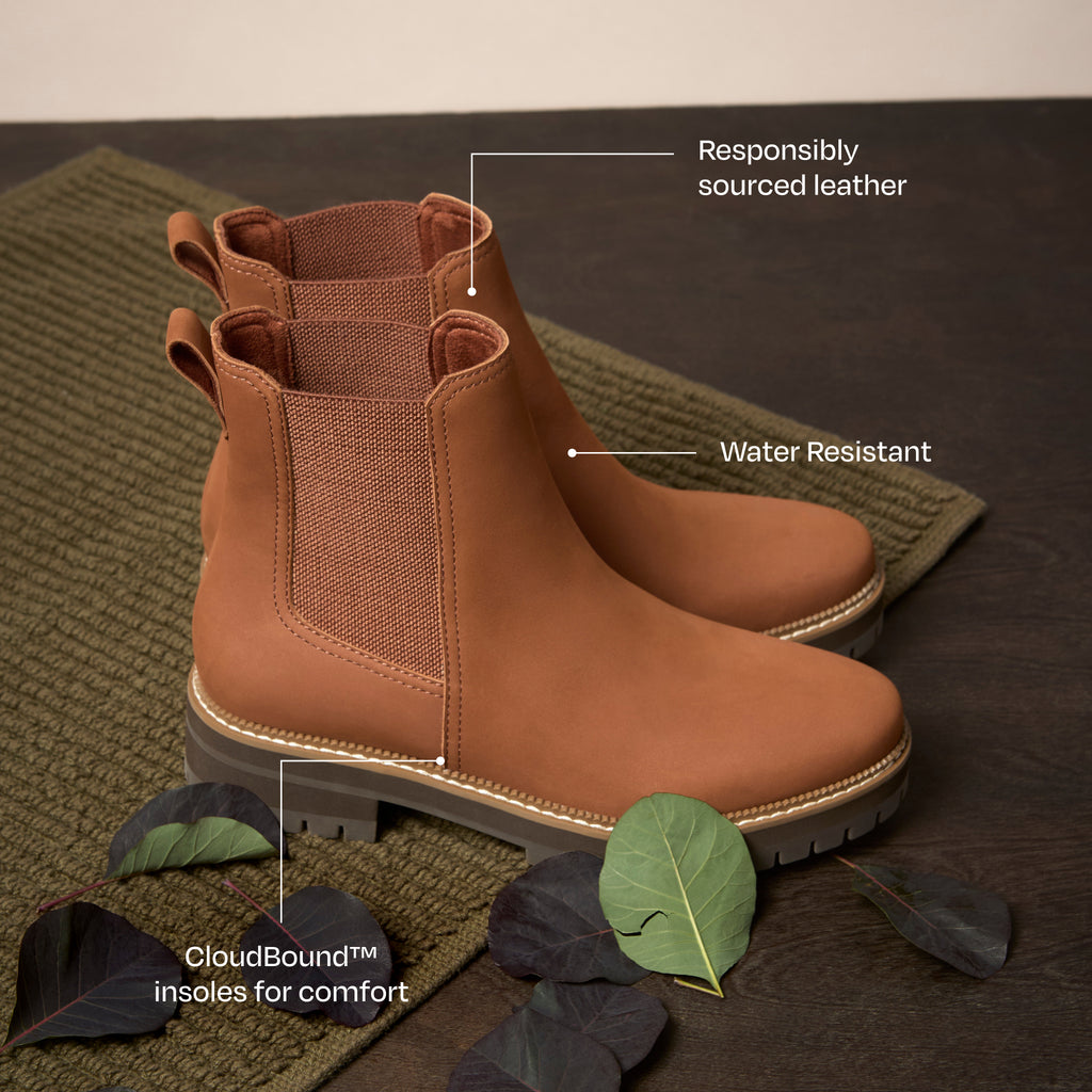Botte Bennet - Cuir nubuck marron ambré imperméable