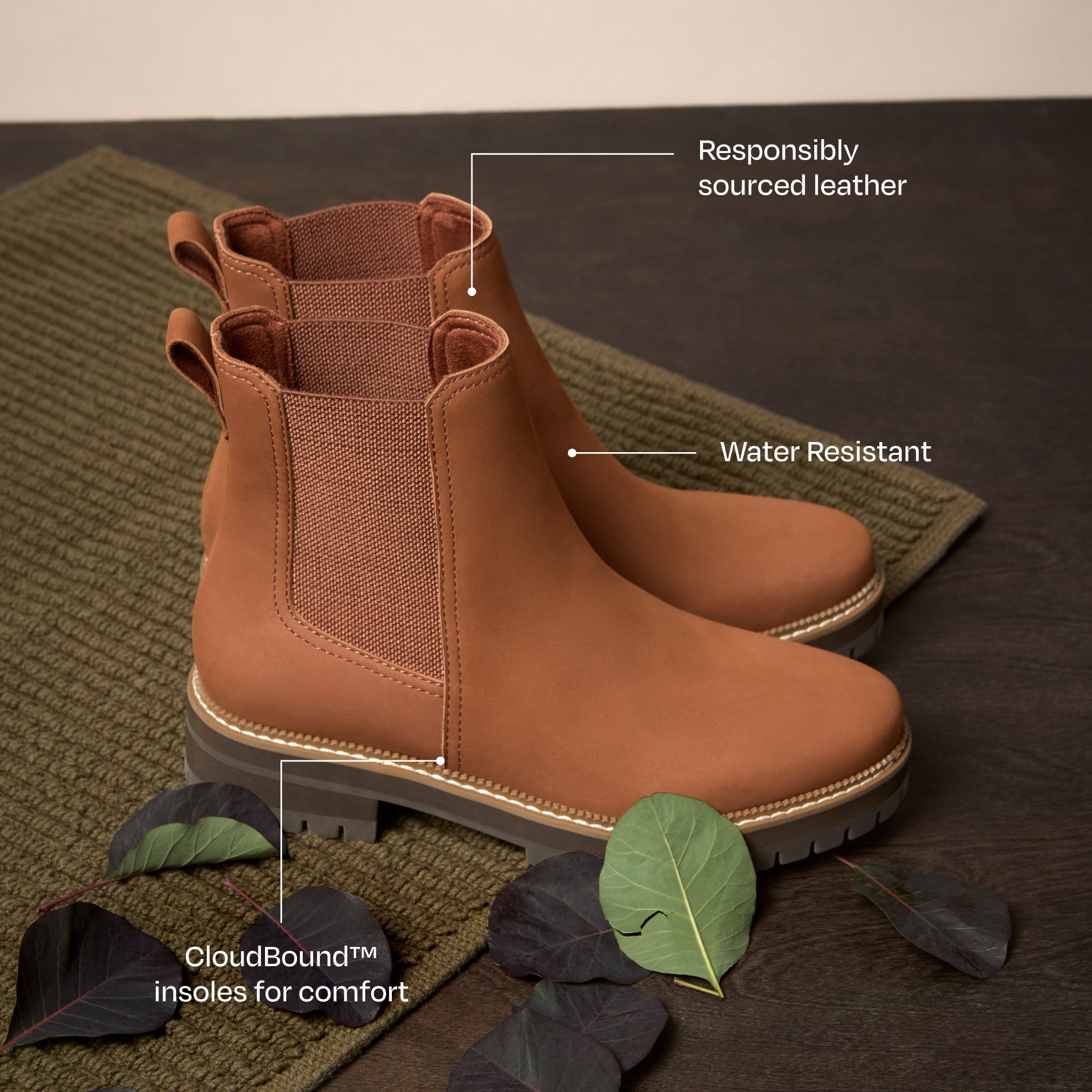 Botte Bennet - Cuir nubuck marron ambré imperméable