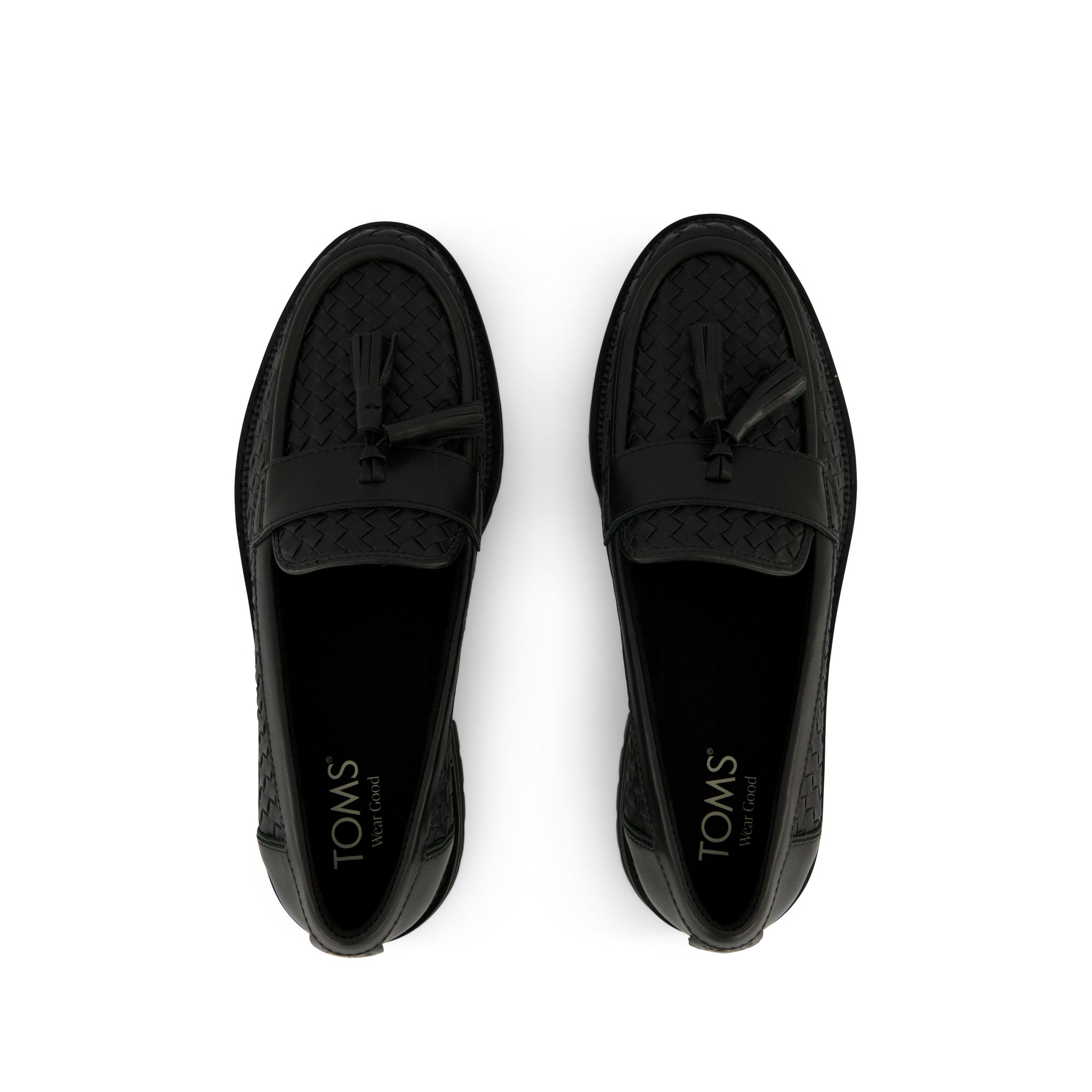 Cara Loafer - Black Leather Basketweave Top View
