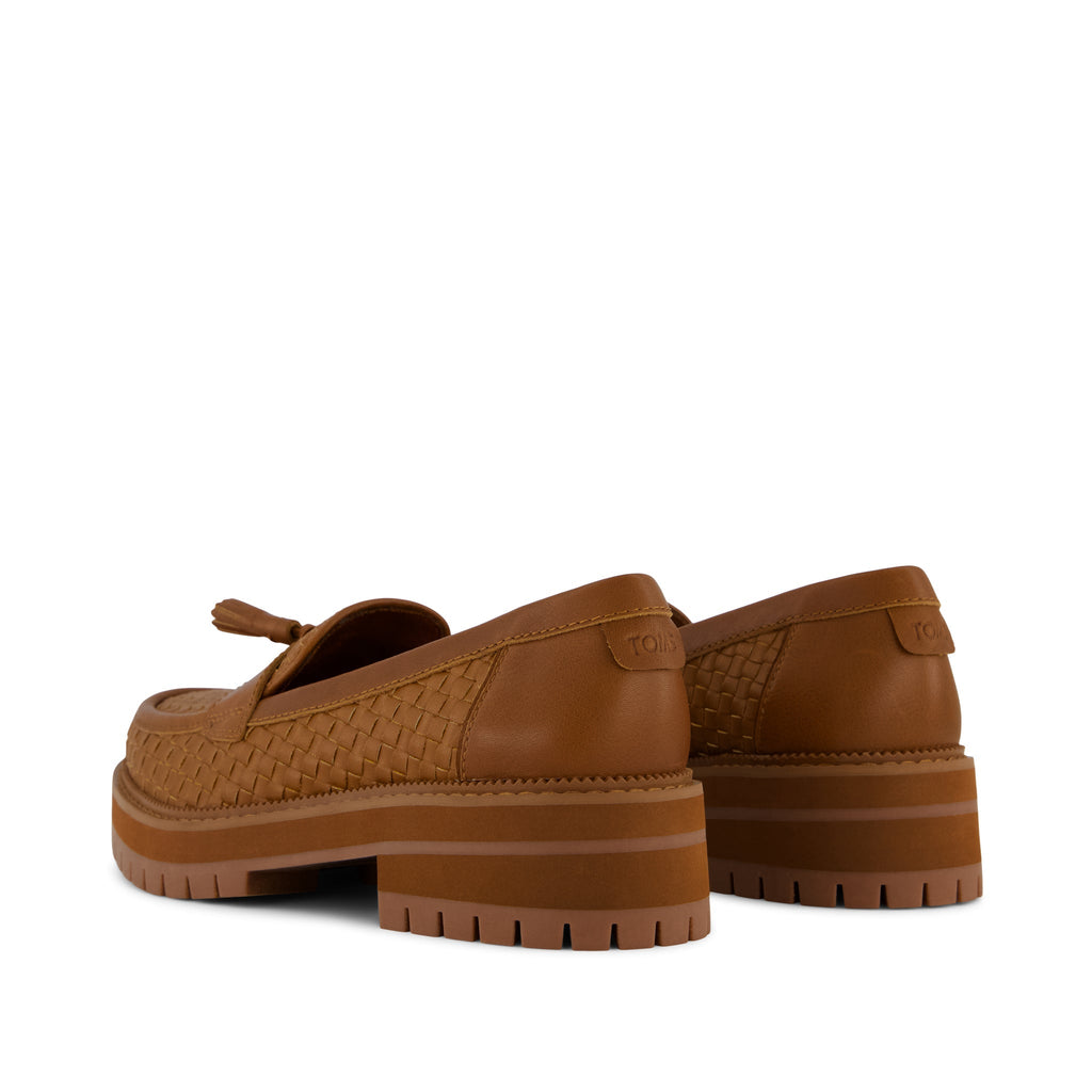 Cara Loafer - Amber Brown Leather Basketweave Back View