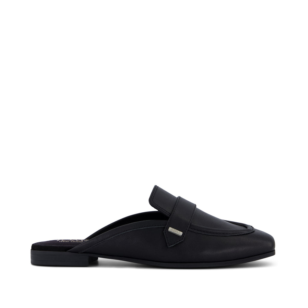 Lynette Mule - Black Leather Side View