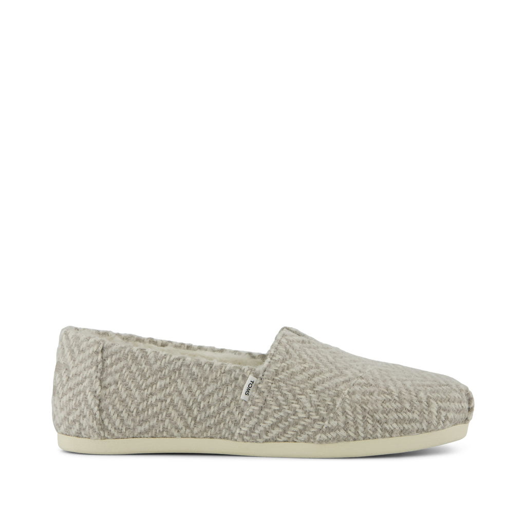 Alpargata Classic - Drizzle Grey Herringbone Faux Fur Side View