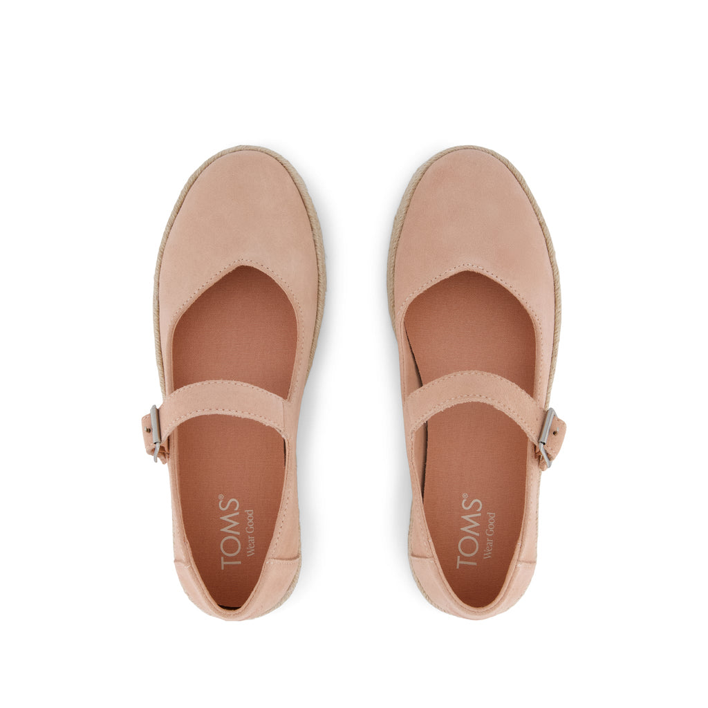 Carolina Mary Jane Espadrille - Dusky Pink Suede Top View