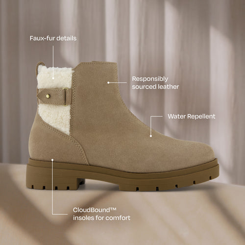 Bottes Astrid - Daim Gris Dune déperlant