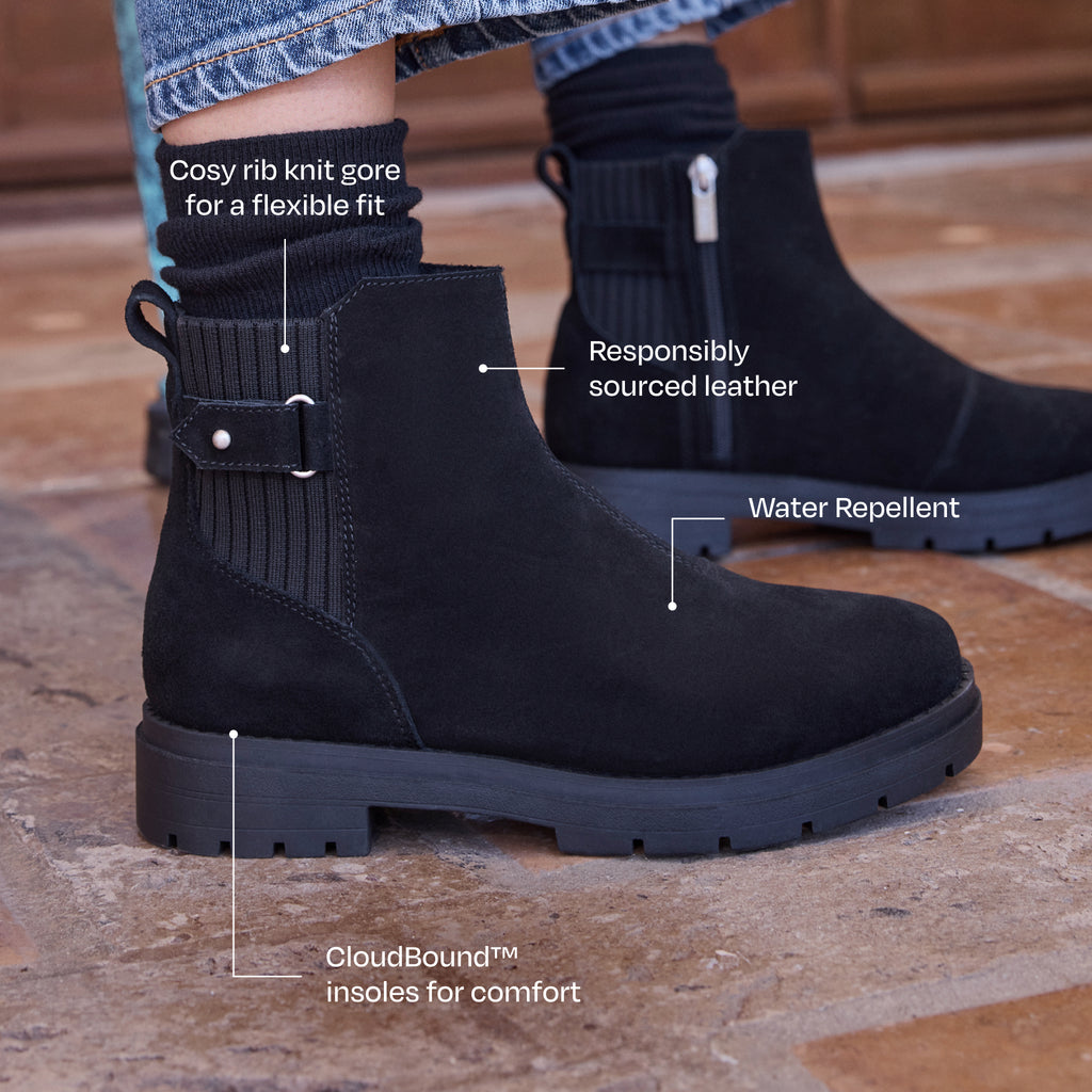Astrid Stiefel - Wasserabweisendes Wildleder schwarz