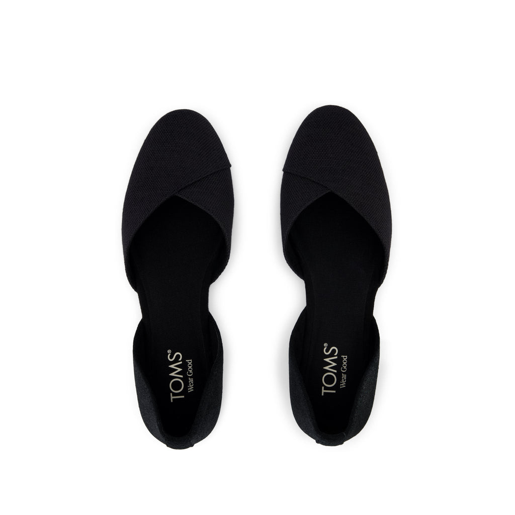 Gemma D'Orsay Flat - Black Melange Woven Metallic Suede Top View