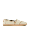 Alpargata met Lederrand  - Beige keperstof met borduursel