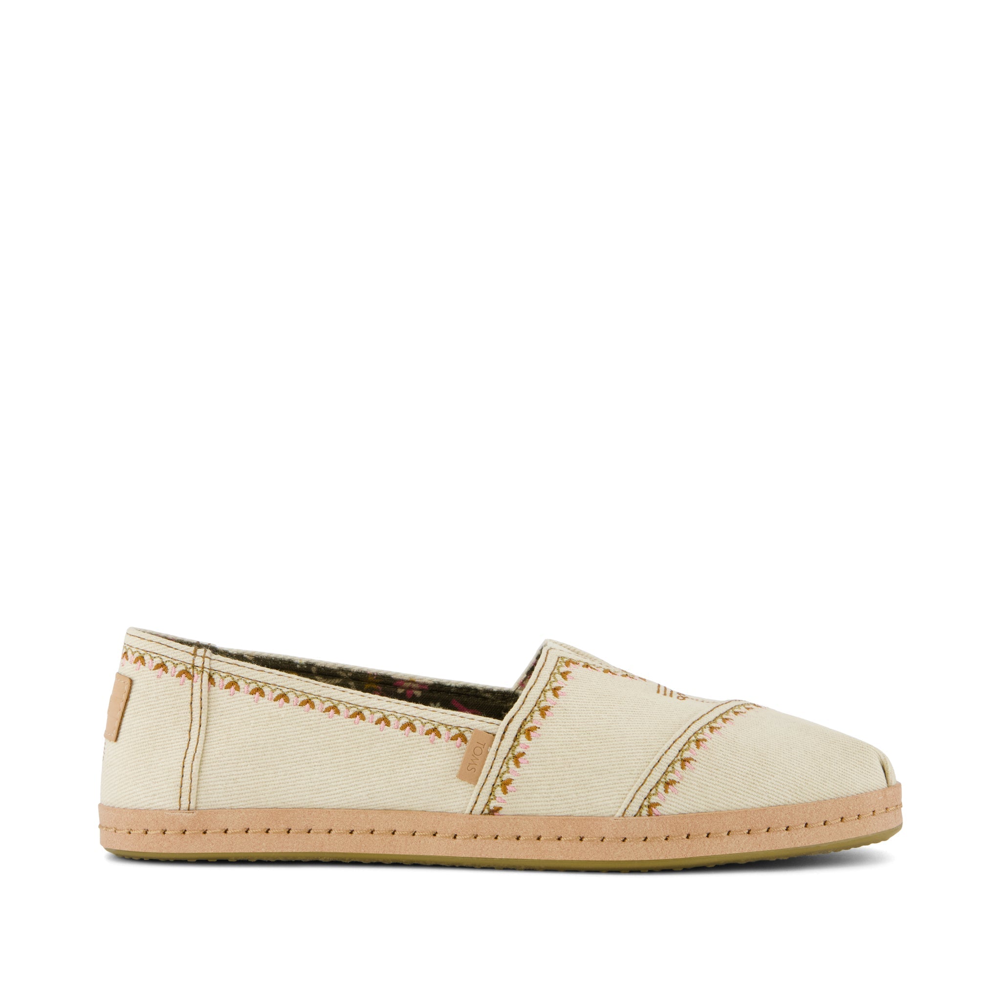Alpargata Leather Wrap - Beige with Western Embroidery Side View