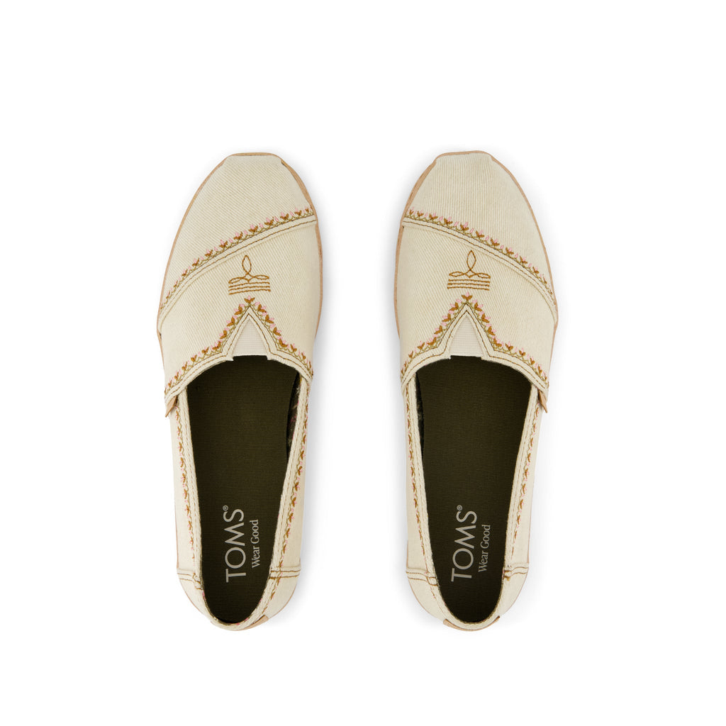 Alpargata Leather Wrap - Beige with Western Embroidery Top View