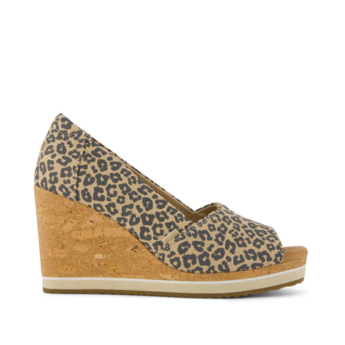 Essential Wedge Peep-toe - Beige Leopard Print Side View