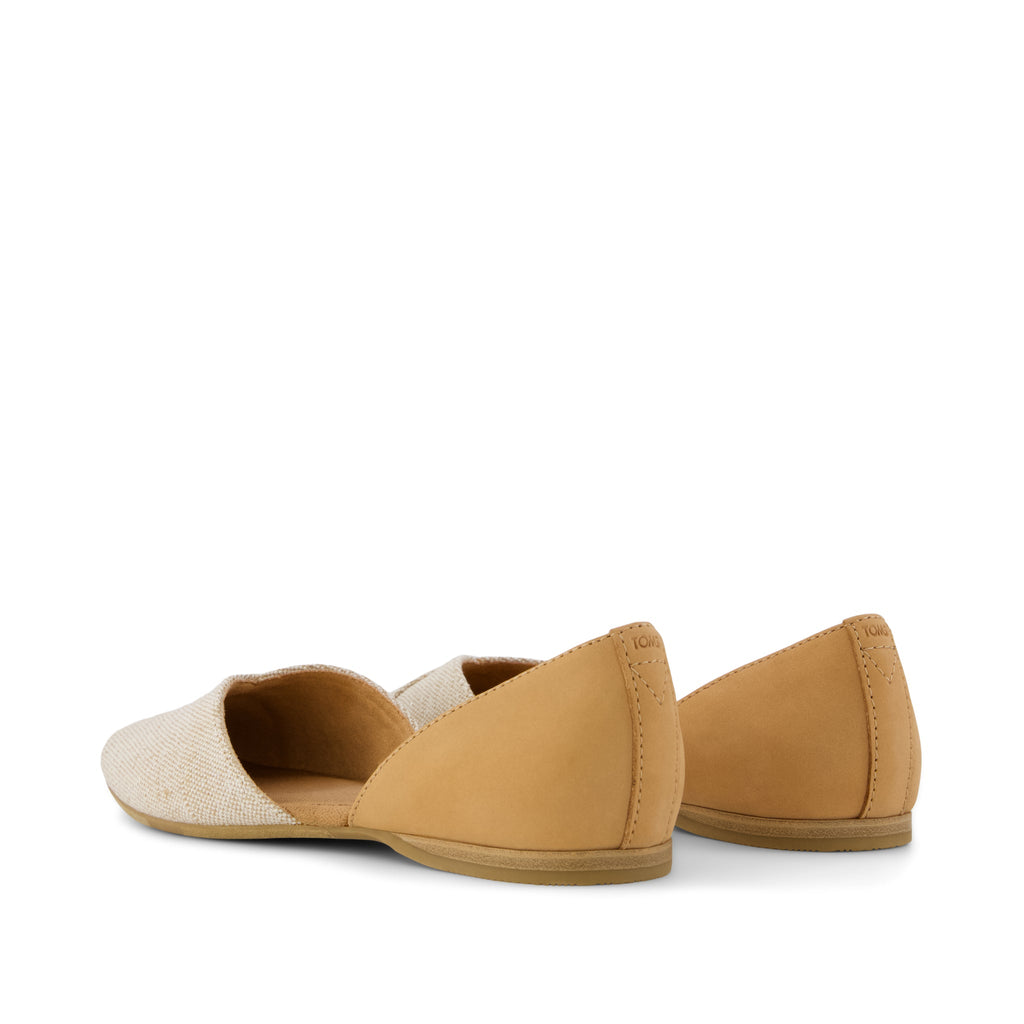 Gemma D'Orsay Flat - Honey Brown Leather & Natural Sparkle Woven Back View