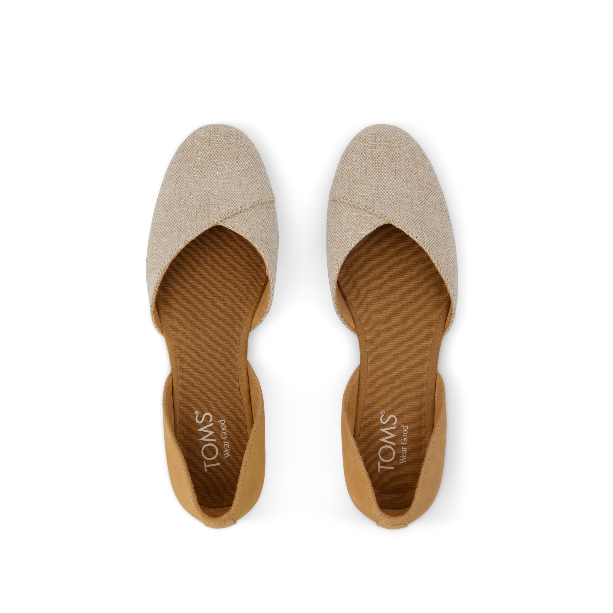 Gemma D'Orsay Flat - Honey Brown Leather & Natural Sparkle Woven Top View