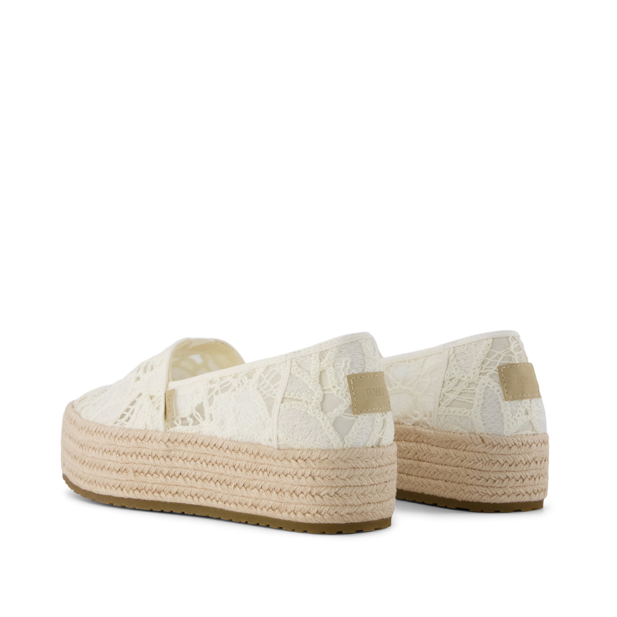 Valencia Platform Espadrille - Egret White Floral Crochet Back View