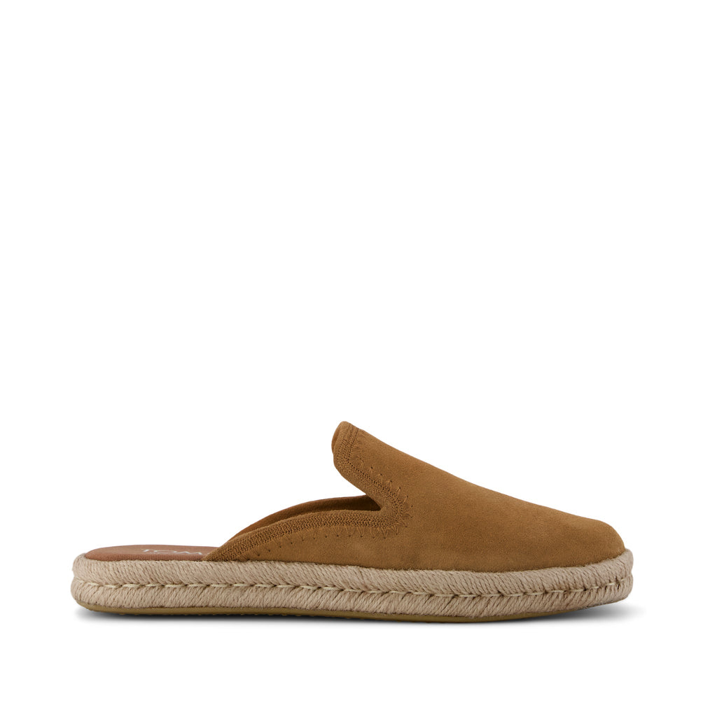 Santiago Mule Espadrille - Brown Sugar Suede with Embroidery Side View