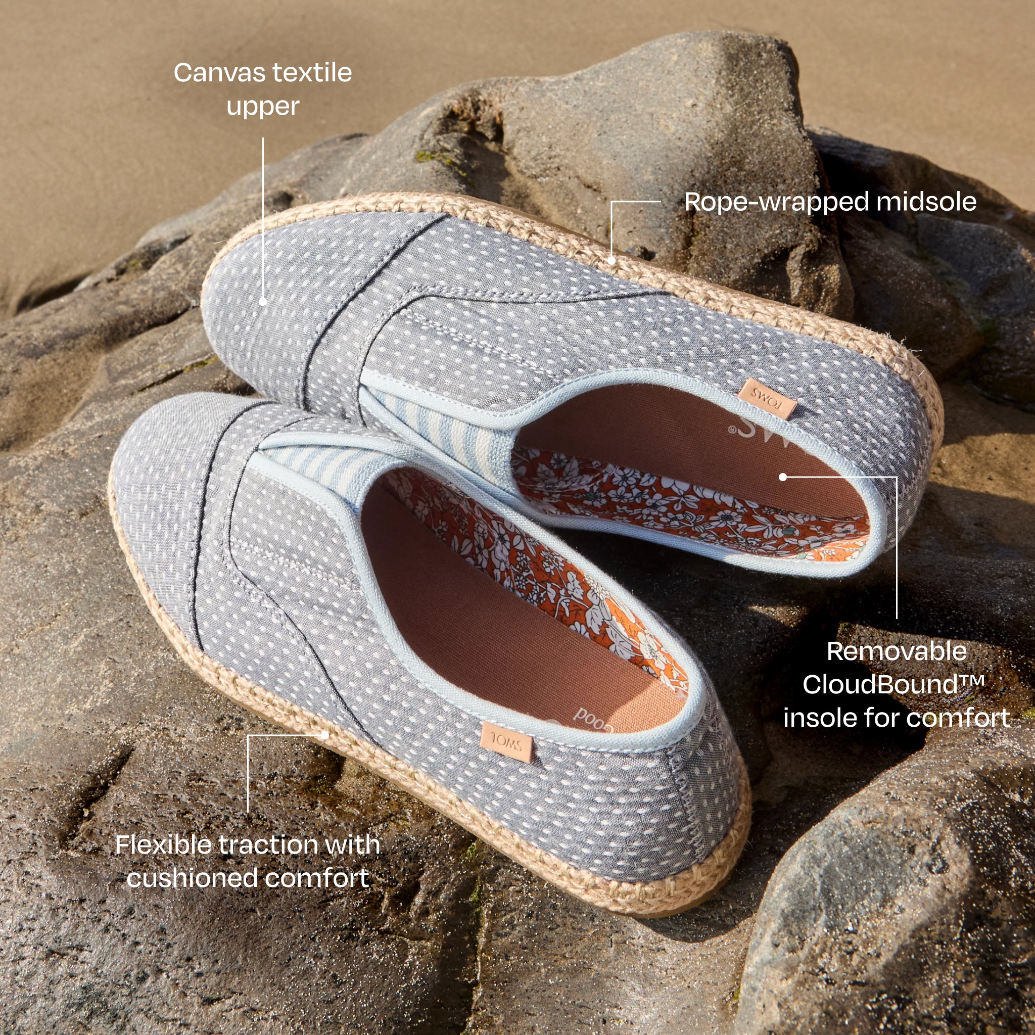 Espadrilles Palmera Plus Slip-On - Chambray bleu clair à pois