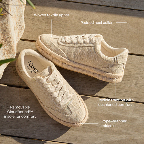 Jesse Espadrille Sneaker - Beige Sparkle Geweven