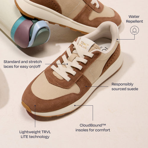 Baskets TRVL LITE Retro - Marron Sugar déperlant / twill & daim perforé