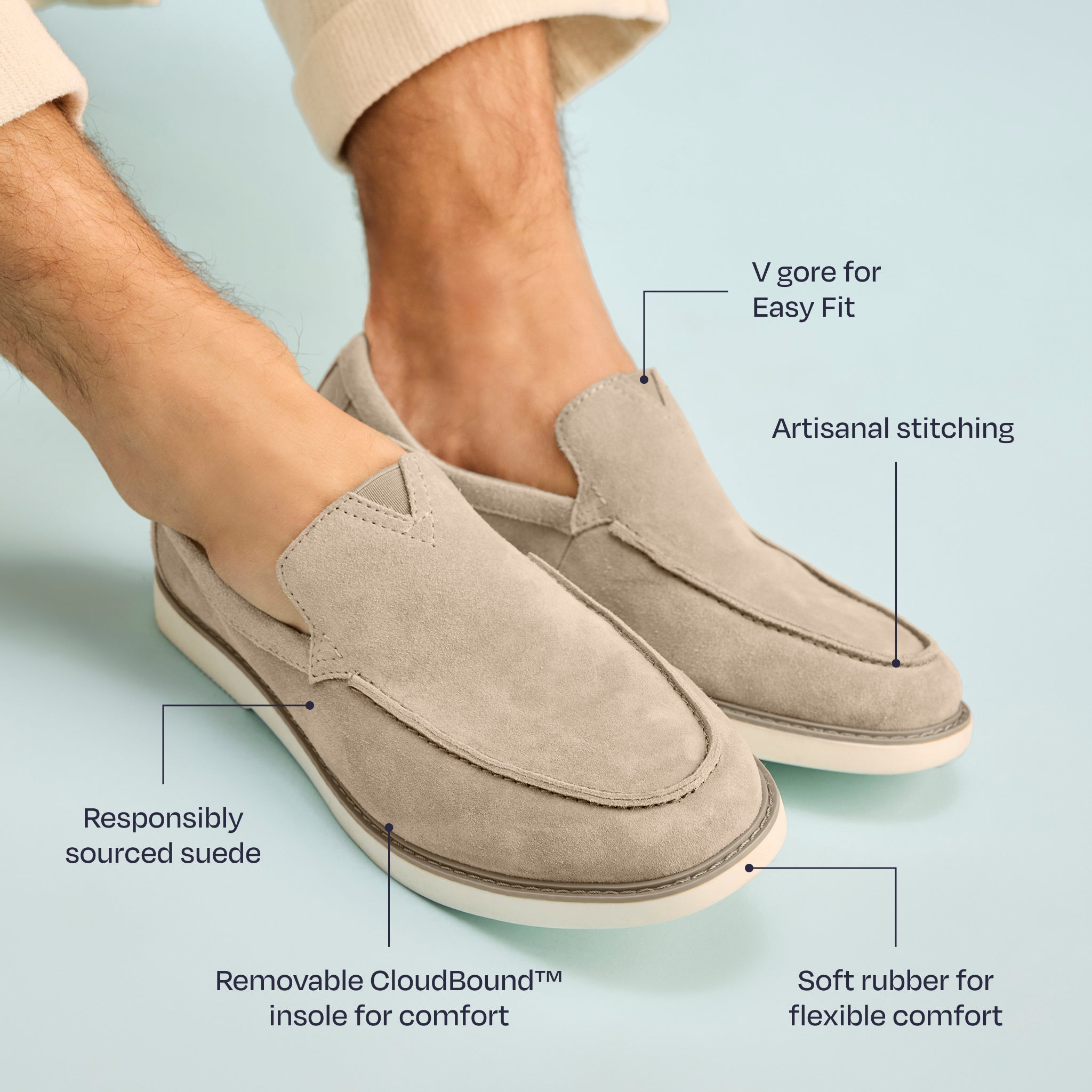 Mocassins Marcos - Gris dune / daim délavé