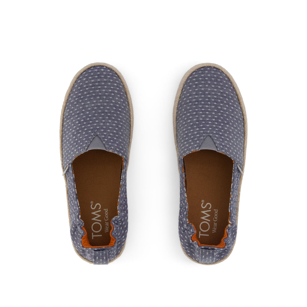 Valencia Platform Kids Espadrille - Niagara Mist Chambray Dot  Top View