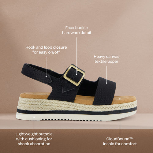 Sandales à plateforme Giana - Noir / toile épaisse pour enfant