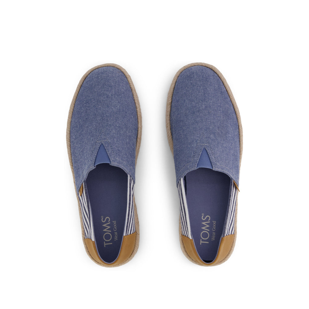 Alpargata Rope 2.0 Espadrille - Navy Blue Chambray Nautical Stripe Top View