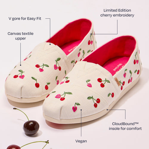 Alpargata  - Blanc écru avec broderies cerises