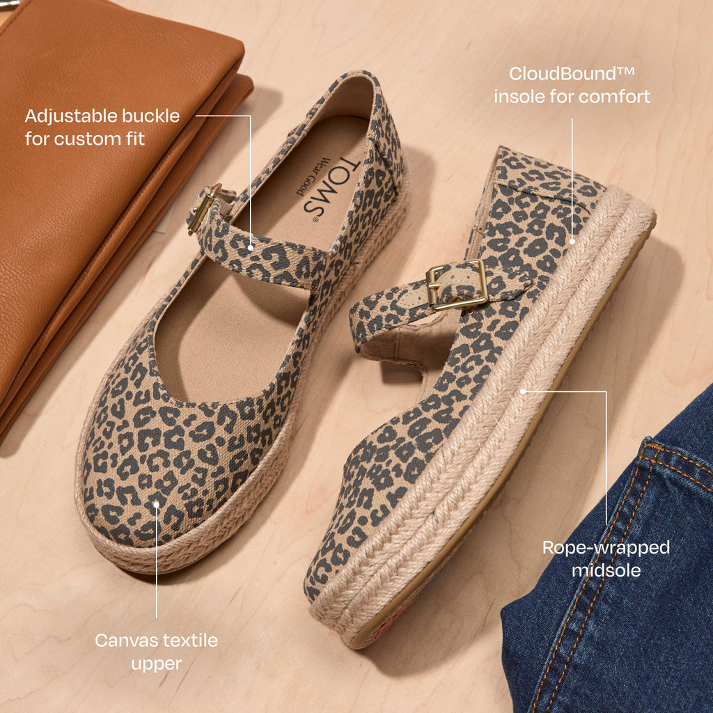Carolina Mary Jane Espadrille - Beige Luipaardprint