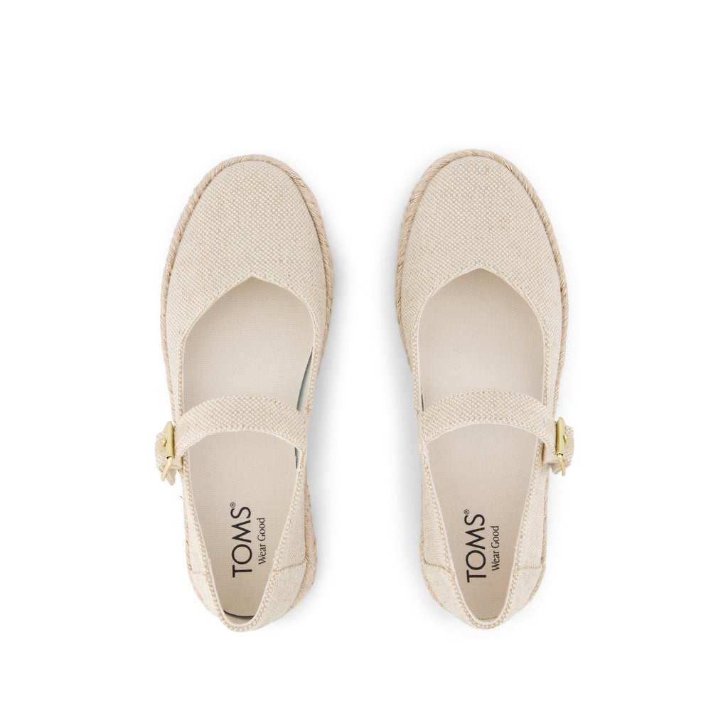 Carolina Mary Jane Espadrille - Beige Glimmer Slub Canvas Top View