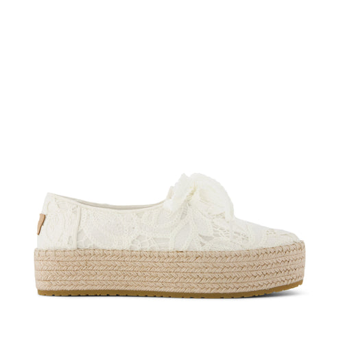 Valencia Lace-Up Espadrille - Egret Witte Bloemen Haakwerk