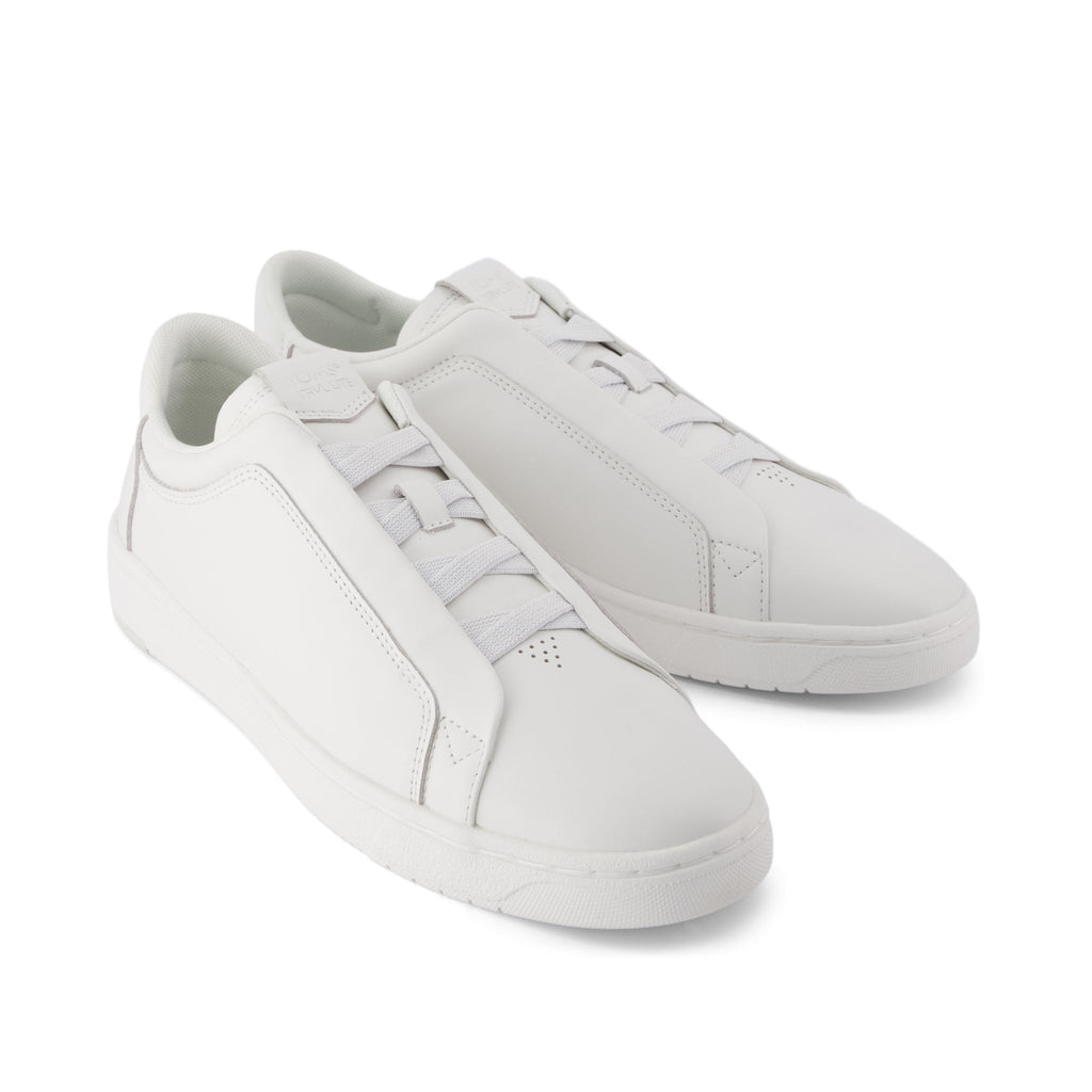 TRVL Lite Miles Lace-Up Sneaker - Water Resistant White Leather Front View