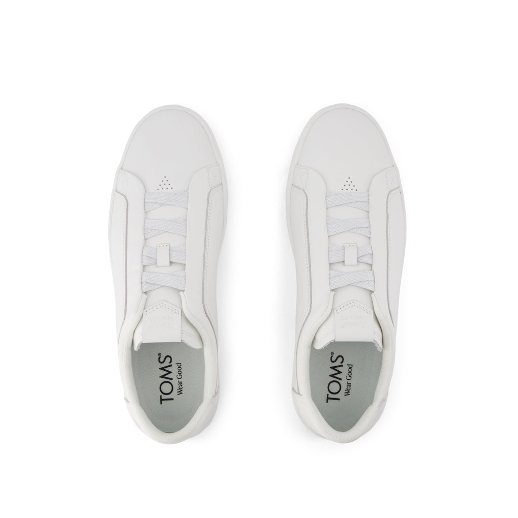 TRVL Lite Miles Lace-Up Sneaker - Water Resistant White Leather Top View