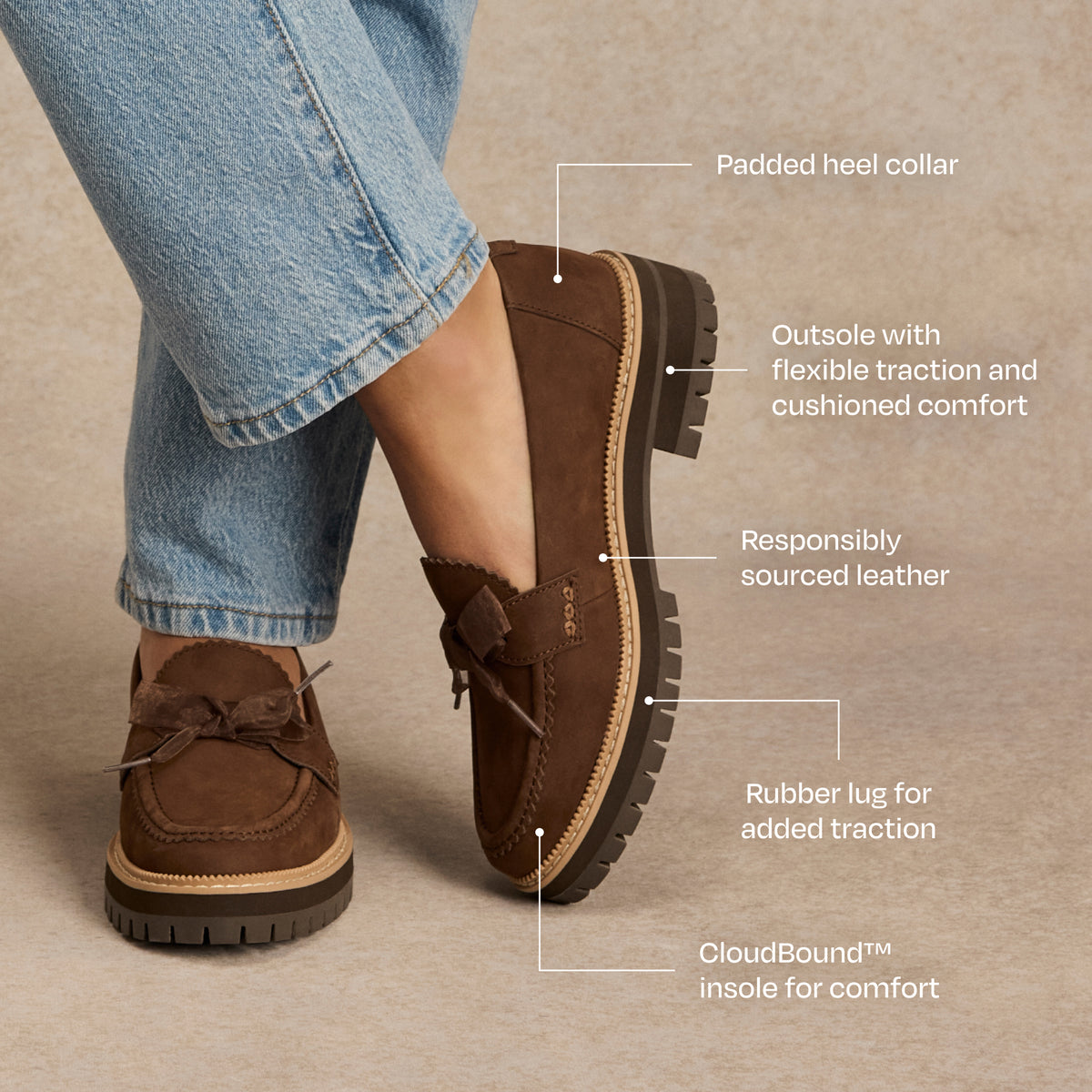 Cara Bow Loafer - Hot Cocoa Brown Leather