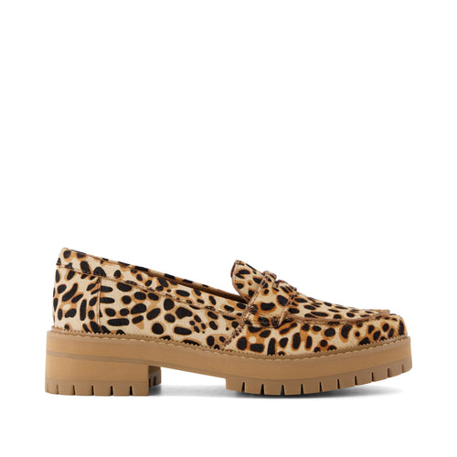 Cara Loafer - Brown Sugar Leopard Print Hair Leather Side View