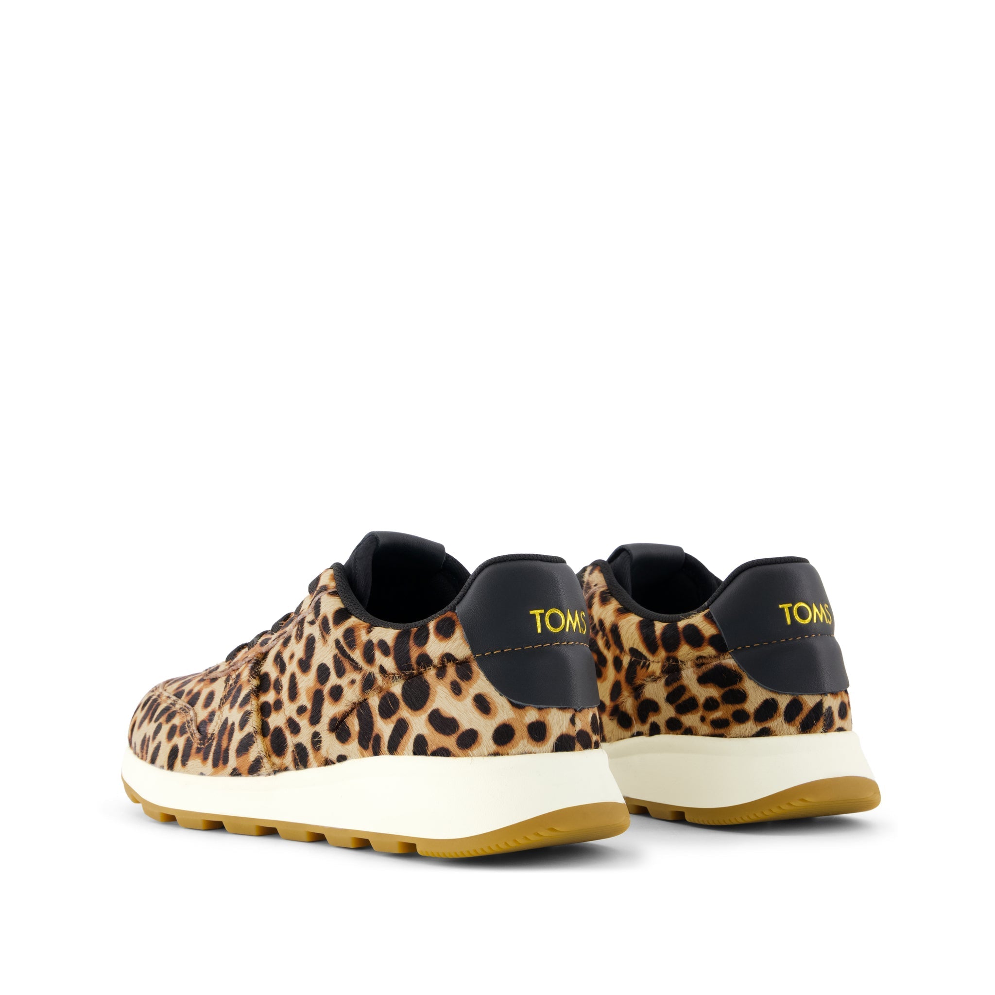 TRVL LITE Retro Runner Sneaker - Brown Sugar Leopard Print Hair Leather Back View