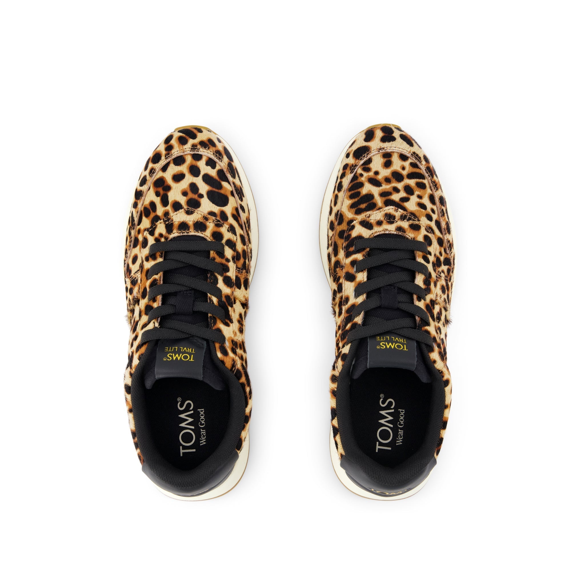 TRVL LITE Retro Runner Sneaker - Brown Sugar Leopard Print Hair Leather Top View