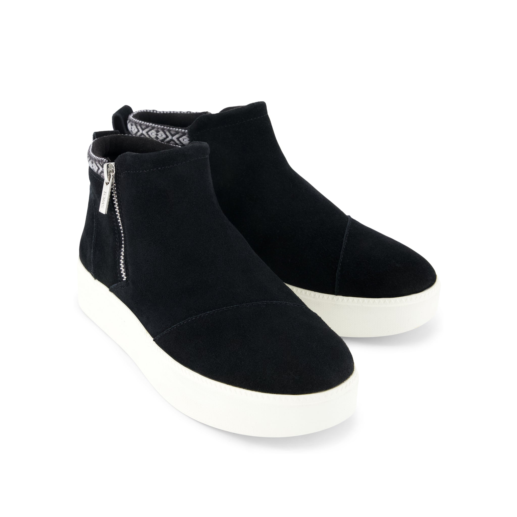 Percy Mid Platform Sneaker - Water Resistant Black Suede Front View