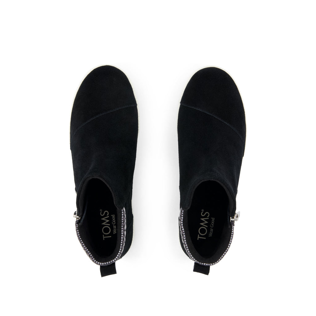 Percy Mid Platform Sneaker - Water Resistant Black Suede Top View