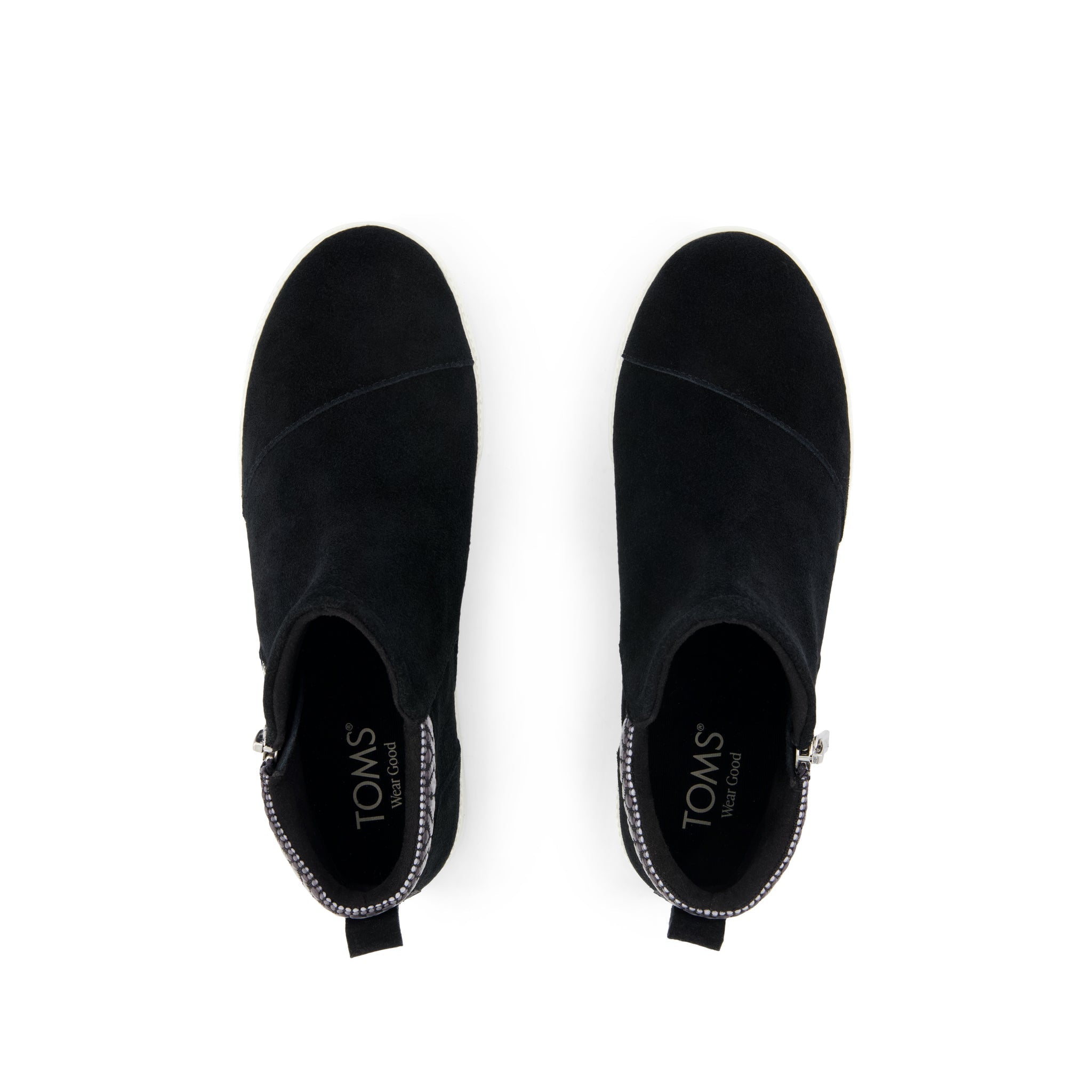 Percy Mid Platform Sneaker - Water Resistant Black Suede Top View