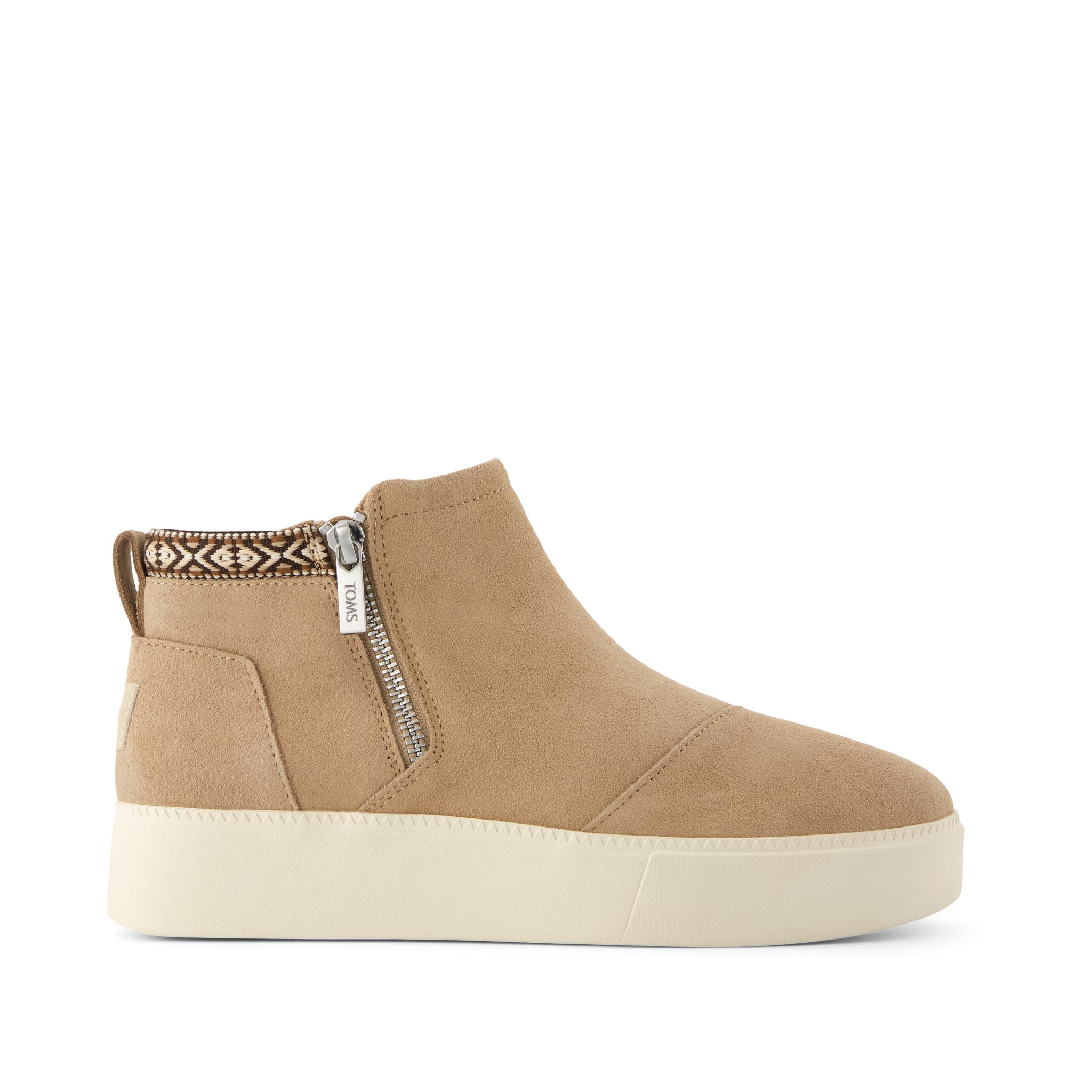 Percy Mid Platform Sneaker - Water Resistant Mid Taupe Suede Side View