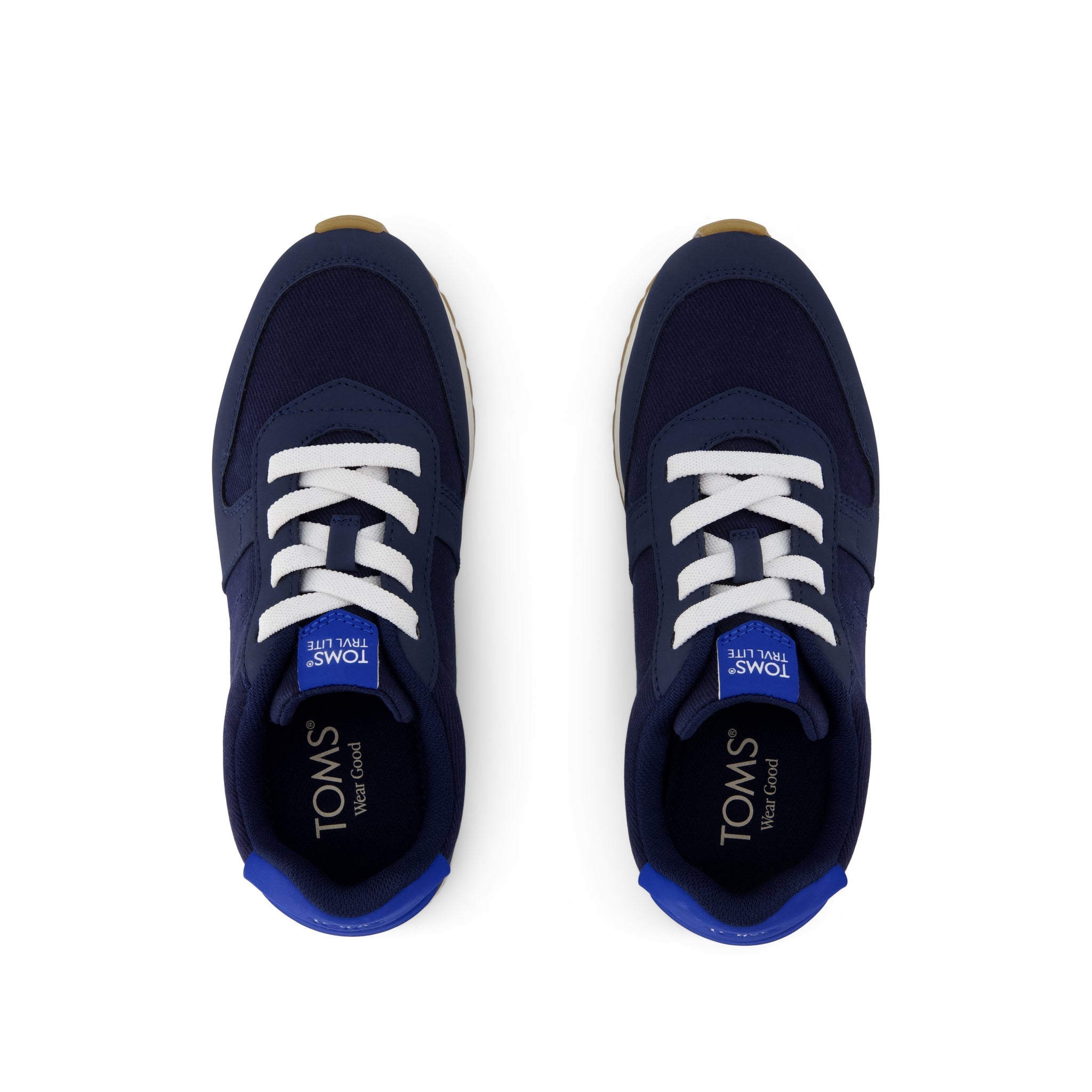 TRVL LITE Retro Runner Kids Sneaker - Water Repellent Multi Navy Vintage Twill Top View