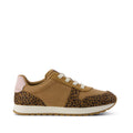 TRVL LITE Retro-Sneaker - Wasserabweisendes Toffee-Braun-Mikro-Leoparden-Vintage-Twill für Kinder. 