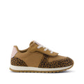 TRVL LITE Retro-Sneaker - Wasserabweisendes Toffee-Braun-Mikro-Leoparden-Vintage-Twill für Kinder. 