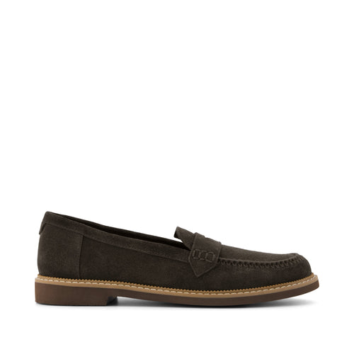 Marie Loafer - Chocolate Brown Deco Stich Suede Side View