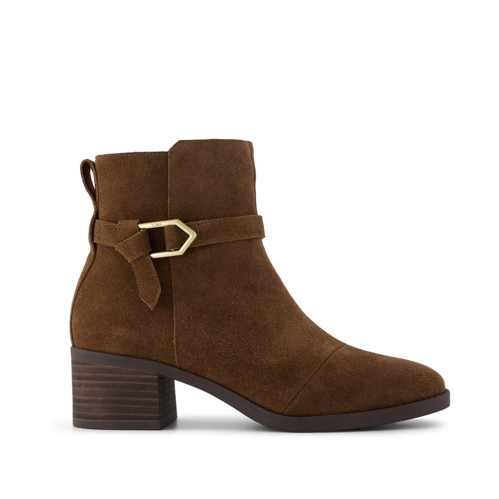 Delilah Buckle Ankle Boot - Hot Cocoa Suede Side View