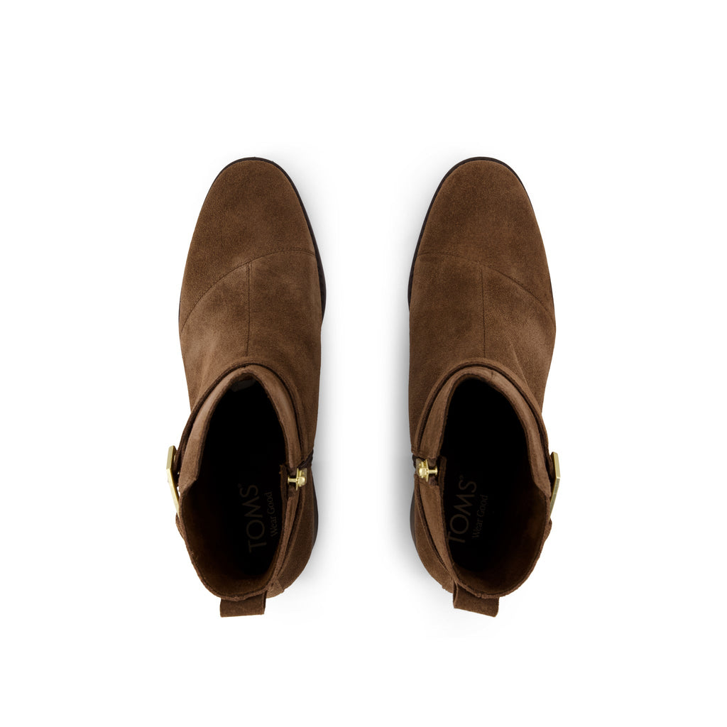 Delilah Buckle Ankle Boot - Hot Cocoa Suede Top View